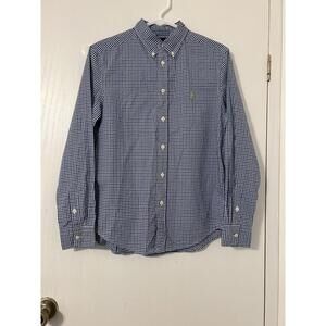 Boys Ralph Lauren Long Sleeve Button Down - Size 14-16 Blue/Black Plaid